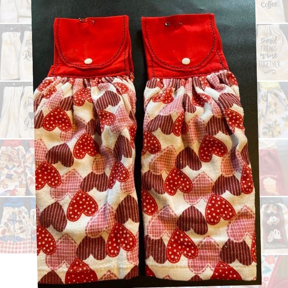 Hearts Kitchen Hanging Towel Set, Set of 2, Valentines, Valentine's - Picture 1 of 3